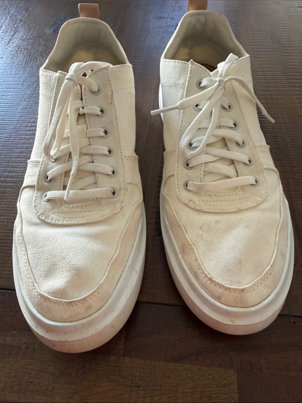 Men's Canvas Lace-Up Sneakers in Off-White